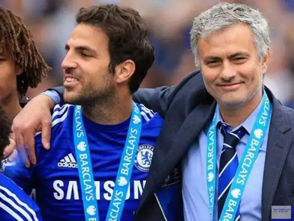 Cesc Fabregas bids farewell to former Chelsea boss Jose Mourinho